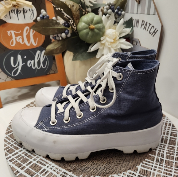 😍EUC Converse Chuck Taylor All Star High Top Lugged Lace Up Sneakers, Navy Blue - Picture 13 of 15